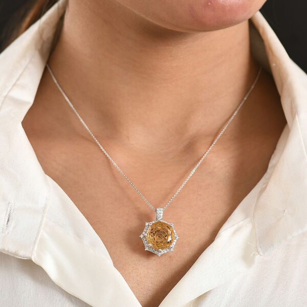 D'Joy Citrin und Moissanit Anh&auml;nger mit 50cm Kette - 12,96 ct. image number 2