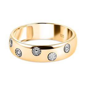Weißer Diamant Ring 925 Silber 750 Gelbgold Vermeil (Größe 21.00)