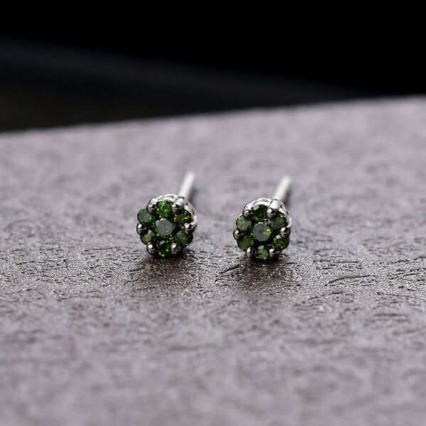 D'Joy Gr&uuml;ner Diamant Ohrringe 925 Silber rhodiniert ca. 0.15 ct image number 2