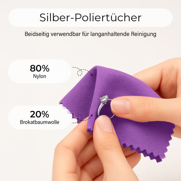 Samt Schmuckbox mit 5 Silberputztüchern, 20x15x5cm, Fuchsia image number 5