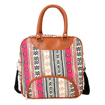 Boho Stil Handtasche, Gr&ouml;&szlig;e 30x30x12 cm, Rosa