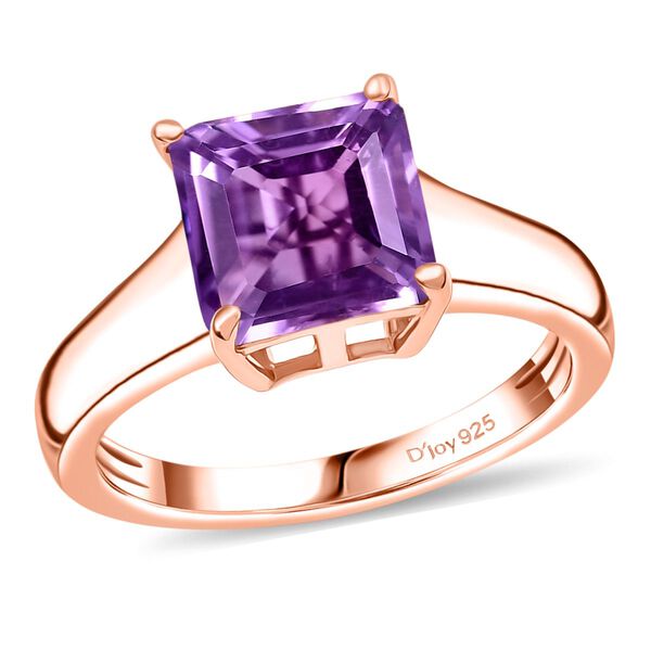 D'Joy ASSCHER-SCHLIFF AAA Rose De France Amethyst Ring 925 Silber 750 rosévergoldet (Größe 18.00) ca. 2.53 ct image number 4
