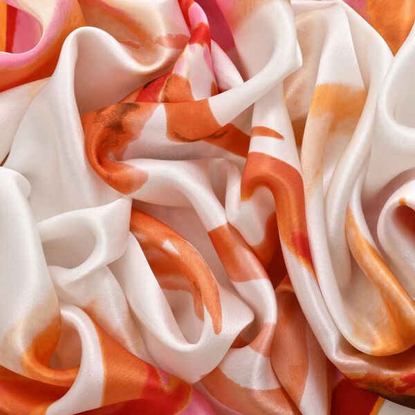 LA MAREY 100% Maulbeeren-Seidenschal, Satin, 53x170 cm, orange image number 4