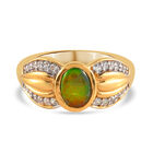 Ammolit und Zirkon Ring 925 Silber vergoldet (Größe 16.00) ca. 1,08 ct