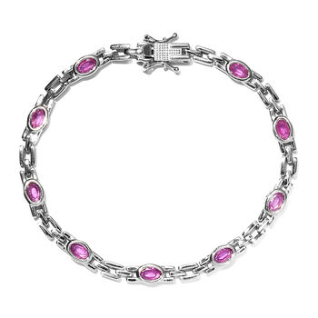 Premium Ilakaka rosa Saphir-Armband, ca. 20 cm, 925 Silber platiniert (Fissure gef&uuml;llt) ca. 5,85 ct