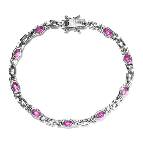 Premium Ilakaka rosa Saphir-Armband, ca. 20 cm, 925 Silber platiniert (Fissure gefüllt) ca. 5,85 ct image number 0
