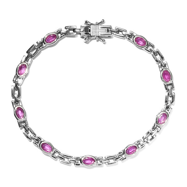 Premium Ilakaka rosa Saphir-Armband, ca. 20 cm, 925 Silber platiniert (Fissure gef&uuml;llt) ca. 5,85 ct
