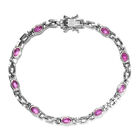 Premium Ilakaka rosa Saphir-Armband, ca. 20 cm, 925 Silber platiniert (Fissure gefüllt) ca. 5,85 ct