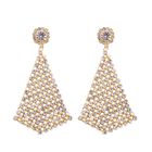 Dreieckige weiße Kristall-Cluster Design Ohrringe