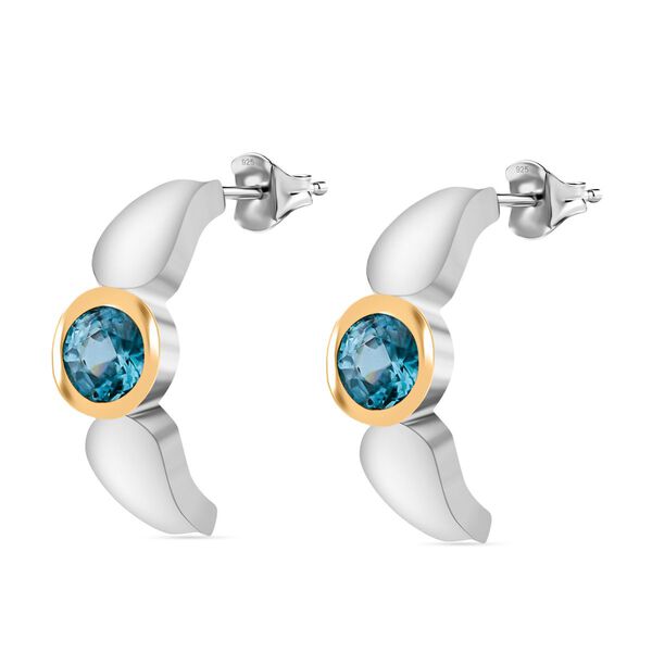 Ring und halbe Creolen mit AA blauem Zirkon image number 11