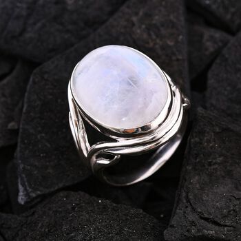 Royal Bali Kollektion- Regenbogen Mondstein Ring - 21,21 ct.