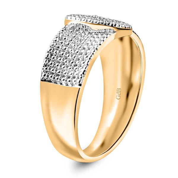 Designer Inspirierter - Wei&szlig;er Diamant Schnalle Ring, Goldfarben (Gr&ouml;&szlig;e 16.00) image number 4