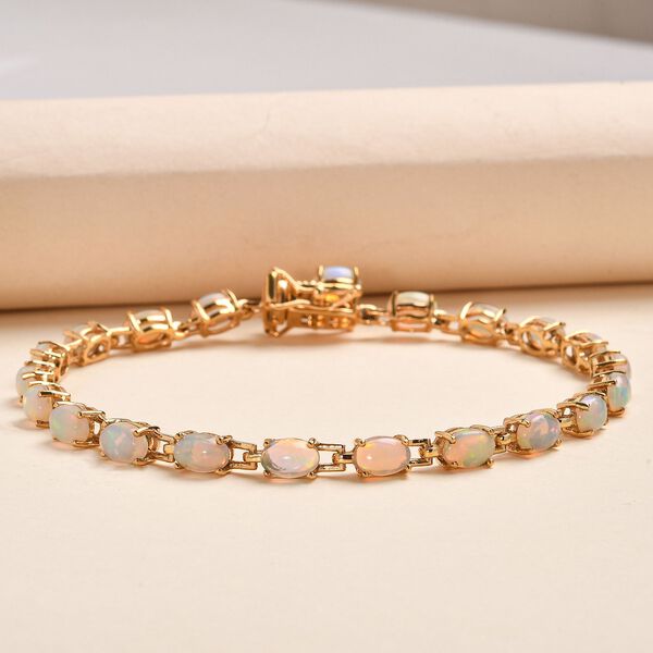 Nat&uuml;rliches, &auml;thiopisches Opal-Armband, ca. 20 cm, 925 Silber vergoldet ca. 6,78 ct image number 2