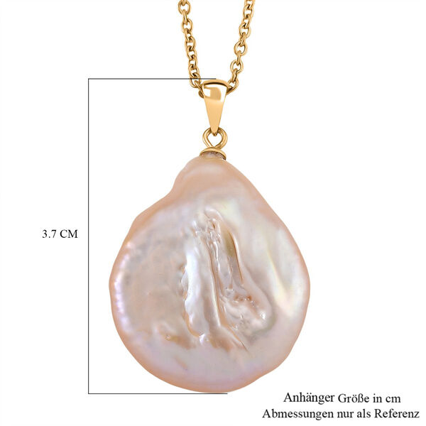 AAA Pfirsich-S&uuml;&szlig;wasser Perle Anh&auml;nger mit Kette  ca. 50 cm 316L Edelstahl, Goldfarben image number 5