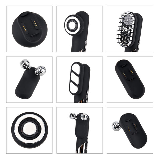 "Beautech 4 in 1 Hair massager - Black matt Power:3W Battery:1800mAh (included) Color: black matt Product Size :190.4*32*34.7mm Box Size: 27.5*15.6*5.2cm                                           Material: ABS+plastic Weight:607g 3 intensity of EMS 3 inte image number 7