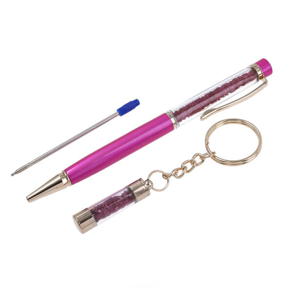 Premium Kollektion - Echter Rubin Kugelschreiber mit extra Mine und Schlüsselanhänger image number 8