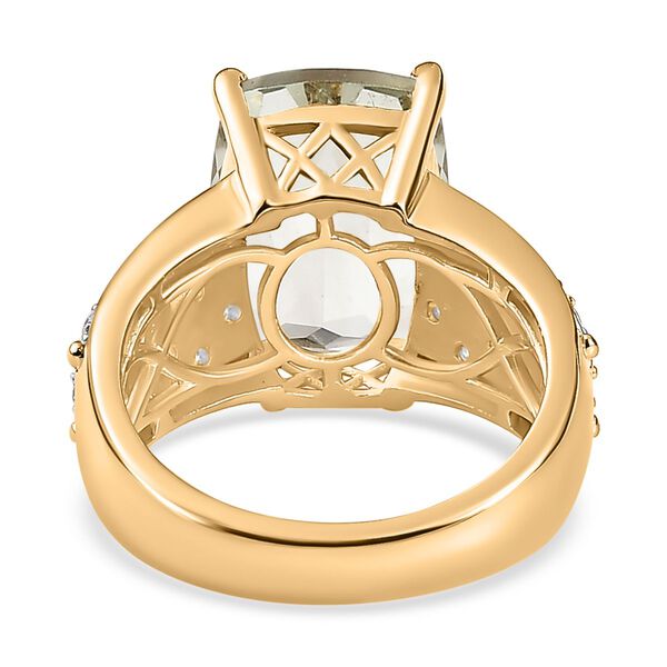 Prasiolith, weißer Zirkon Ring, 925 Silber vergoldet, (Größe 18.00) ca. 6.67 ct image number 6