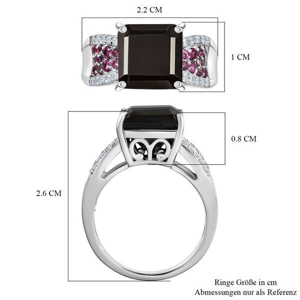 D'Joy Elite Shungit, Natürlicher Rhodolith Granat Ring 925 Silber rhodiniert (Größe 18.00) ca. 3.72 ct image number 7