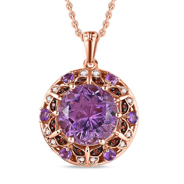 GP Trionfo Kollektion- AA Rose De France Amethyst und Multi-Edelstein-Anh&auml;nger mit Kette- 9,37 ct.
