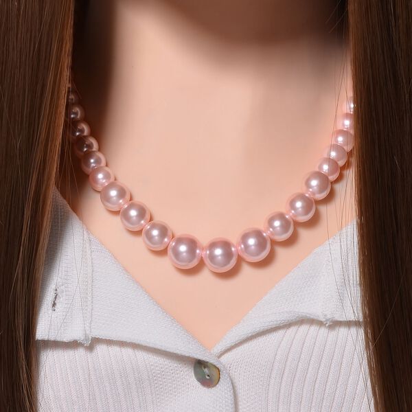 Rosa Muschelkernperle Halskette ca. 50 cm Reiner Edelstahl image number 2