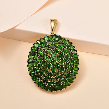 Nat&uuml;rlicher Chromdiopsid Anh&auml;nger 925 Silber 750 Gelbgold Vermeil ca. 20,91 ct.