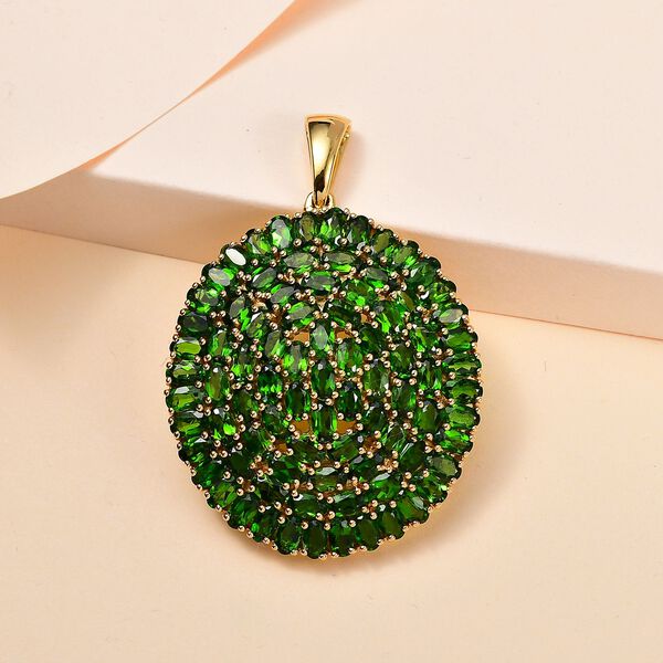 Natürlicher Chromdiopsid Anhänger 925 Silber 750 Gelbgold Vermeil ca. 20,91 ct. image number 2