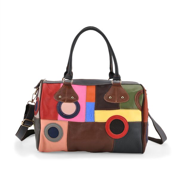 Chaos by Elsie Echtleder Crossbody-Tasche mit RFID-Schutz, 34x19x22cm, mehrfarbiges, matt gepr&auml;gtes Muster