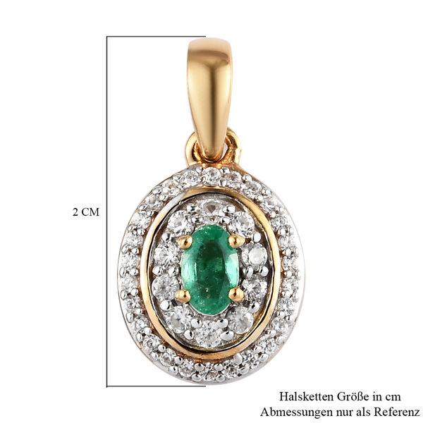 Sambischer Smaragd und Zirkon-Cluster-Halo-Anh&auml;nger in Silber image number 6