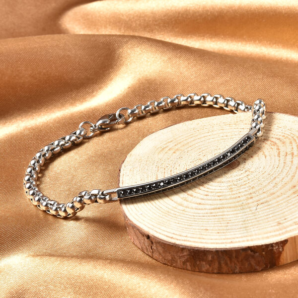 Schwarzer Spinell Armband 20 cm in Edelstahl ca. 3,10 ct image number 1