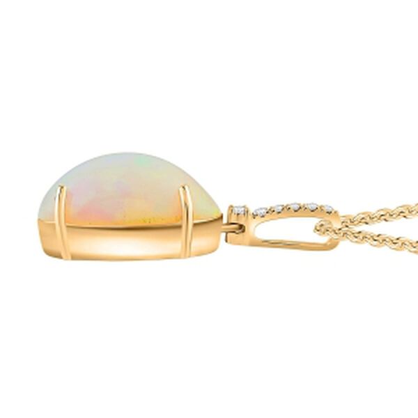 LUXORO zertifizierter und gepr&uuml;fter AAA nat&uuml;rlicher, &auml;thiopischer Welo Opal und GH-I2 Diamant Anh&auml;nger mit 45cm Kette in 417 Gelbgold - 6,96 ct. image number 3