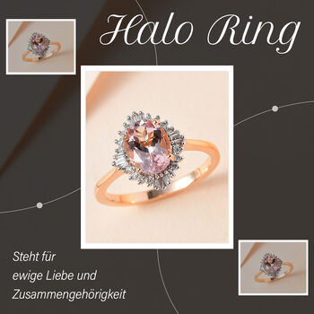 AAA rosa Morganit und Diamant Ring - 1,93 ct.