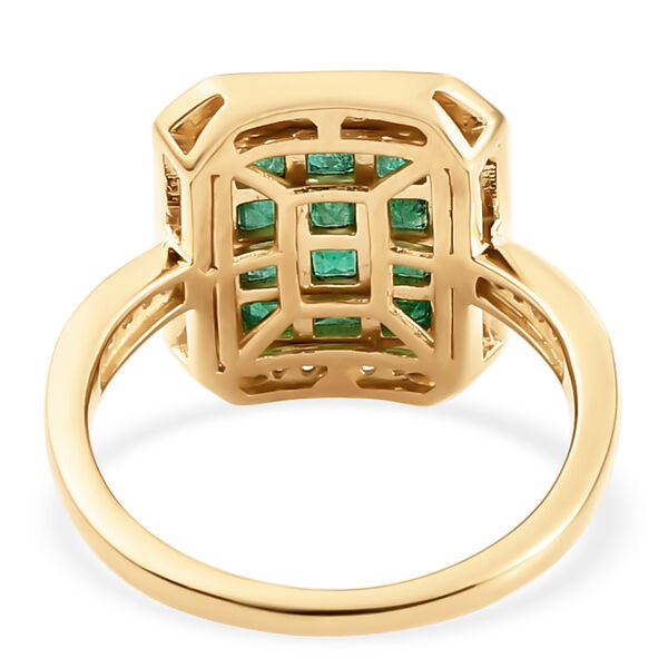 Kagem sambischer Smaragd und Zirkon-Ring, 925 Silber Gelbgold Vermeil  ca. 0,84 ct image number 6
