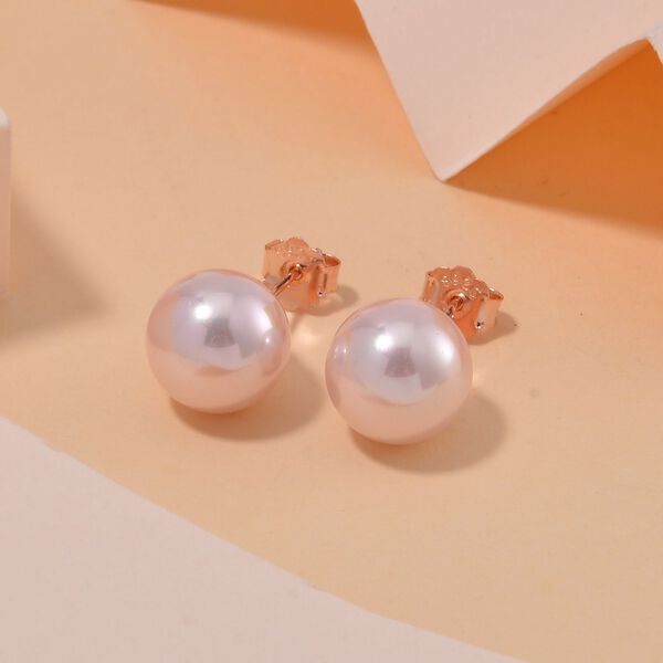 Rosa Muschelkernperle Ohrringe 925 Silber rosévergoldet image number 2