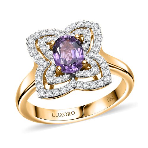 AAA Lila Saphir, Weißer Diamant Ring 417 Gold (Größe 19.00) ca. 1,39 ct image number 0