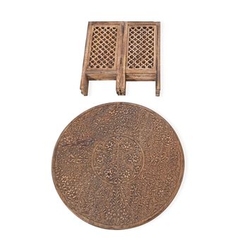 NAKKASHI Tisch Mangoholz handgeschnitzt sechseckig 68 x 68 x 49 cm Burnt-Finish