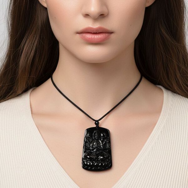 Schwarze Jade Halskette Flexibles cm ca. 115,00 ct. image number 2