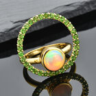 Natürlicher, äthiopischer Opal und natürlicher Chromdiopsid-Ring, 925 Silber vergoldet  ca. 2,65 ct image number 1