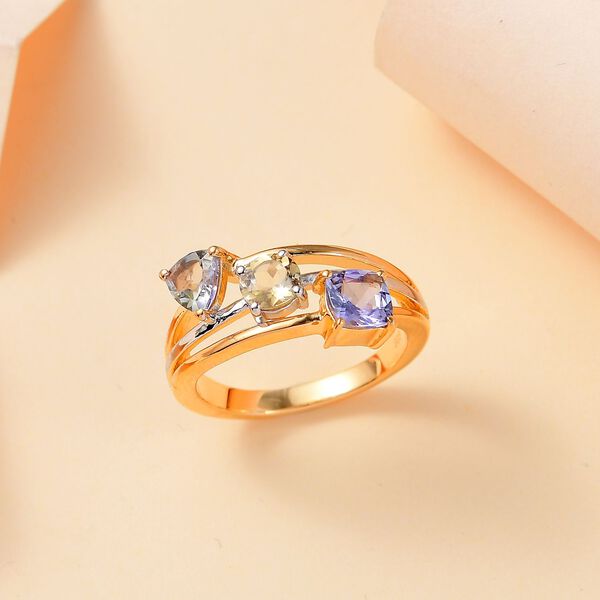 Tansanit, Pfau Tansanit und goldener Tansanit-Ring - 1,64 ct. image number 2