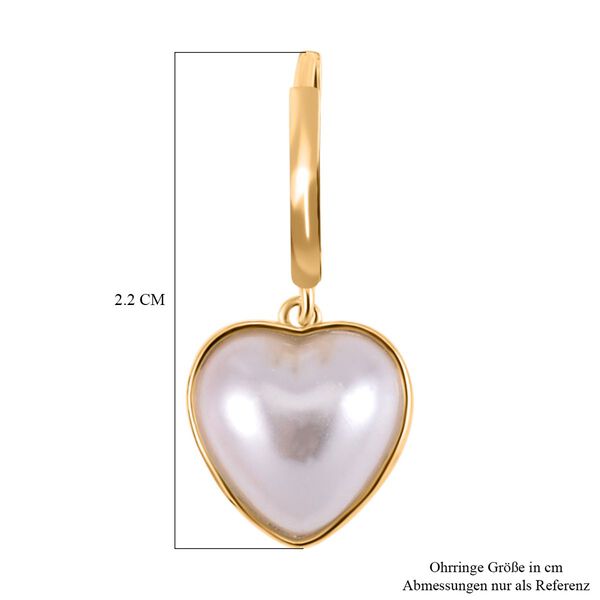 Wei&szlig;e Muschelkernperle und Zirkonia-Ohrringe, 925 Silber vergoldet - 1 ct. image number 6