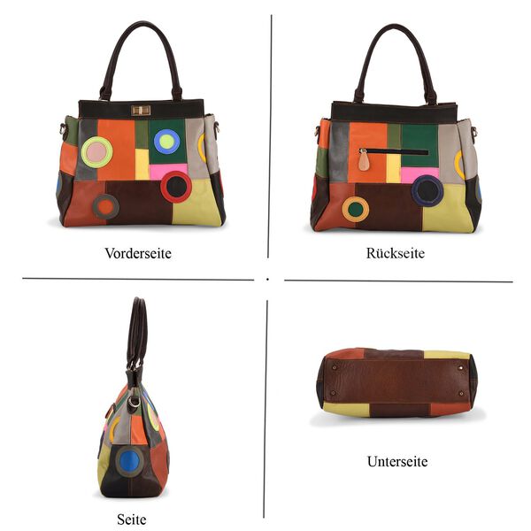 Chaos by Elsie Echtleder Crossbody-Tasche mit RFID-Schutz, 37x14x27cm, mehrfarbiges, matt gepr&auml;gtes Muster image number 4