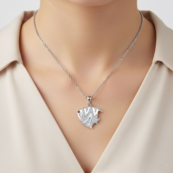 Rhodolith Granat, Moissanit Schmuckset 925 Silber rhodiniert und Edelstahl platiniert ca. 0,27 ct. image number 2