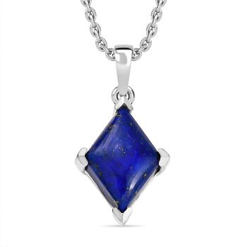 Lapislazuli Anh&auml;nger mit Kette (ca. 50 cm), Nickelfreies Messing und 316L Edelstahl, ca. 7.50 ct