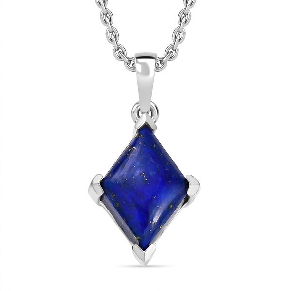 Lapislazuli Anh&auml;nger mit Kette (ca. 50 cm), Nickelfreies Messing und 316L Edelstahl, ca. 7.50 ct