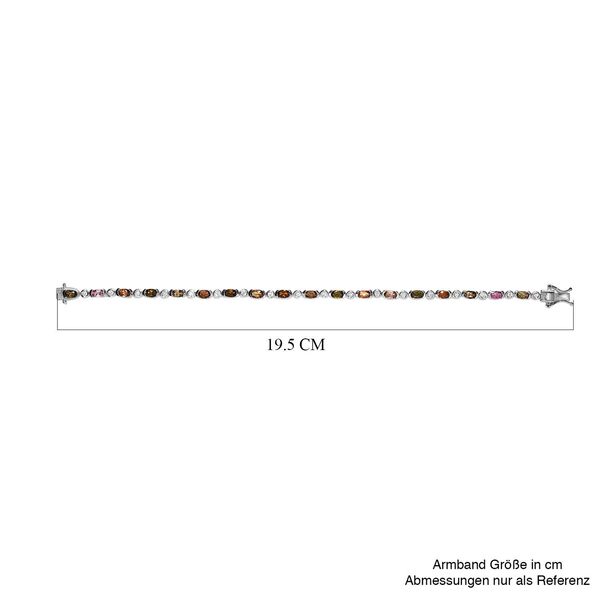 Nat&uuml;rliches mehrfarbiges-Turmalin, Wei&szlig;er Zirkon Armband ca. 19 cm 925 Silber platiniert ca. 5.08 ct image number 5