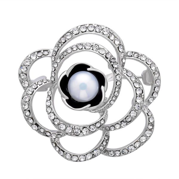 3er Set, Wei&szlig;e S&uuml;&szlig;wasserzuchtperlen Broschen, Blume image number 7