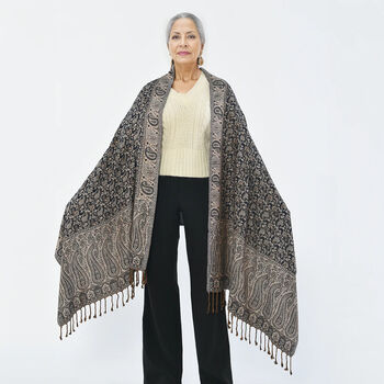 Gewebter Viskose Jamawar Schal, Gold