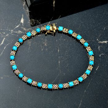 D joy AA Sleeping Beauty T&uuml;rkis, Rhodolith Granat, Armband ca. 20 cm 925 Silber 750 Gelbgold Vermeil ca. 7.34 ct