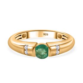 AA Smaragd und Zirkon Ring- 0,43 ct.