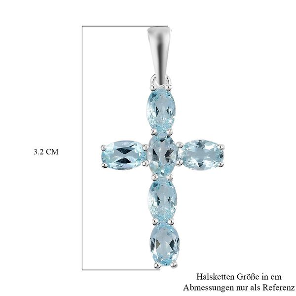 Himmelblauer Topas Kreuz-Anhänger - 3,14 ct. image number 6