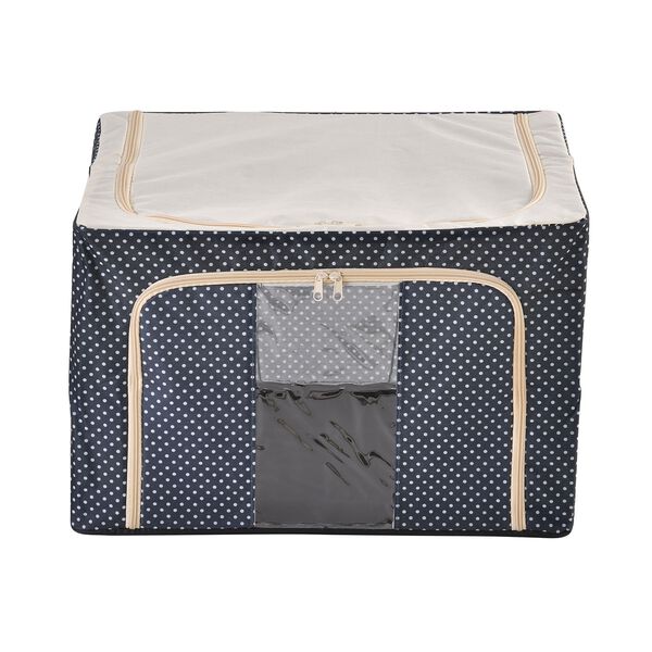 66L Stapelbare Aufbewahrungsbox mit Metallrahmen, Blaues Punkte Muster image number 2